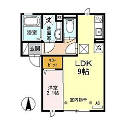 ラ・ステラ太田町 1LDKの間取図画像
