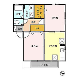 フローラM 2DKの間取図画像