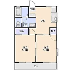 アップライゼB 2DKの間取図画像