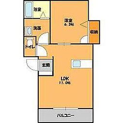 ブリリアントE 1LDKの間取図画像