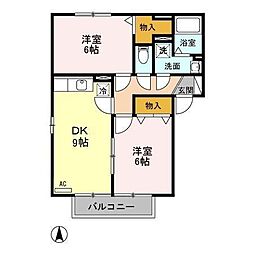 ポルトス元町C 2DKの間取図画像