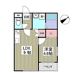 GARDENMIYAKO2 1LDKの間取図画像