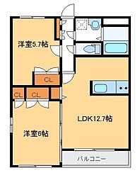 メゾン・ド・シャルマン2 2LDKの間取図画像