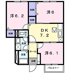 ハーベストタウン 3DKの間取図画像