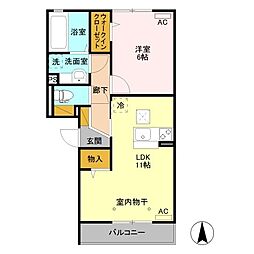 クオーレ 1LDKの間取図画像
