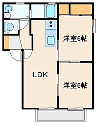 ボナール千吉良D 2LDKの間取図画像