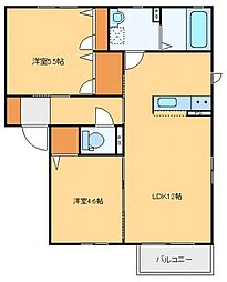 ハートレーベン 2LDKの間取図画像