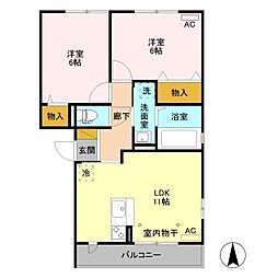 クオーレ 2LDKの間取図画像