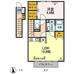 ディアレスト桜 1LDKの間取図画像