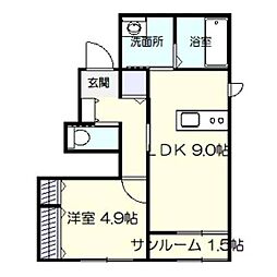メゾン神倉 1LDKの間取図画像