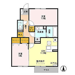 キャメロット1 2LDKの間取図画像