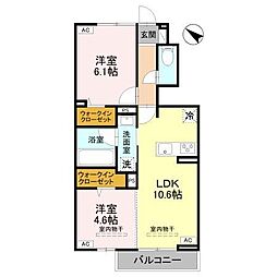 コンドミーニョ ジャルディーニ 2LDKの間取図画像