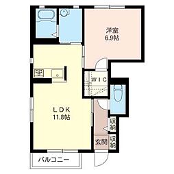 サント・ラフィネA 1LDKの間取図画像