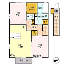 カーサ1 2LDKの間取図画像