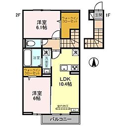 ウィステリアC 2LDKの間取図画像