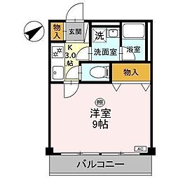 エターナル 1Kの間取図画像