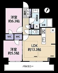 グローリオ越谷ステーションタワー 2LDKの間取図画像