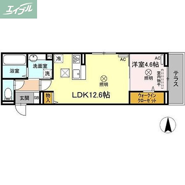 岡山県岡山市北区奥田2丁目(賃貸アパート1LDK・1階・43.60㎡)の写真 その2