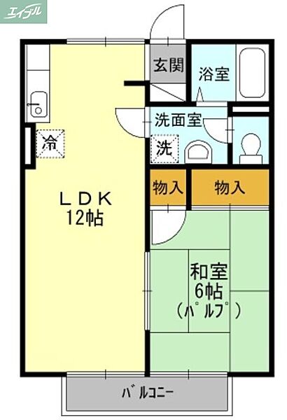 岡山県岡山市南区泉田(賃貸アパート1LDK・2階・40.07㎡)の写真 その2