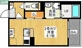 岡山県岡山市北区上中野2丁目（賃貸アパート1R・3階・25.44㎡） その2