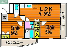 岡山県岡山市北区下中野（賃貸マンション2LDK・2階・47.12㎡） その2