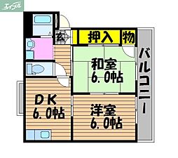 JR宇野線 大元駅 徒歩22分の賃貸アパート 1階2DKの間取り