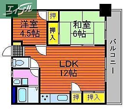 河合ビル 2LDKの間取図画像