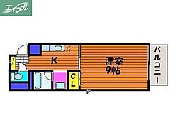 アミスタダイク 1Kの間取図画像