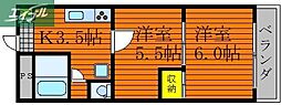 メゾン・ド・ベル・プレ京町 2Kの間取図画像