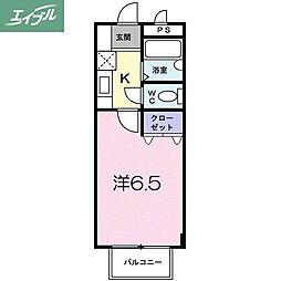 サンフラワー青江 1Kの間取図画像