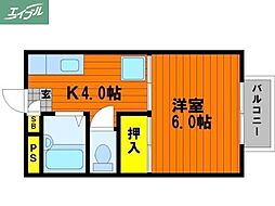 メゾン山盛 1Kの間取図画像