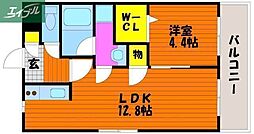 N・O青江 1LDKの間取図画像