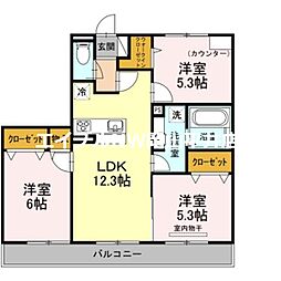 イルヴィラージュA 3LDKの間取図画像