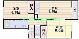 セジュール浜野B 2LDKの間取図画像