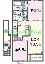 プティボヌールB 2LDKの間取図画像