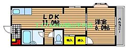 ラ・ピーヌ福島 1LDKの間取図画像