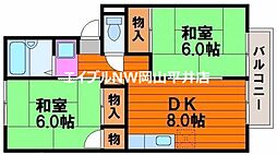 コーポラス福成 2LDKの間取図画像