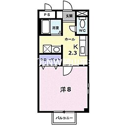 フラット浜野 1Kの間取図画像