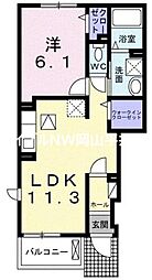 ネオメルベーユA 1LDKの間取図画像