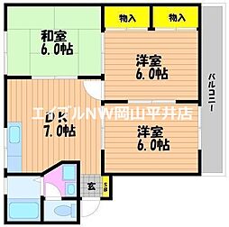 メモリアルハイツG 3DKの間取図画像