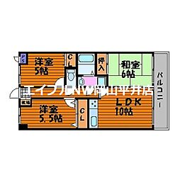 岡山電気軌道東山本線 門田屋敷駅 徒歩13分の賃貸マンション 8階3LDKの間取り