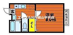 JR赤穂線 西大寺駅 徒歩7分の賃貸アパート 1階1Kの間取り