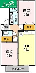 リトルバード 2DKの間取図画像