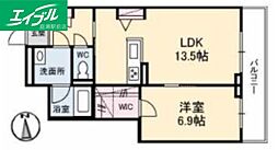 シャイン 1LDKの間取図画像