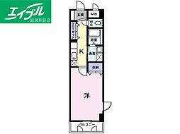 ティーセゾン倉敷 1Kの間取図画像