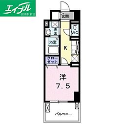 ケイマイティ2 1Kの間取図画像