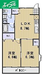 プレシャス・K 2LDKの間取図画像