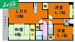 クレストール 3LDKの間取図画像
