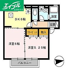 コンフォール 2DKの間取図画像