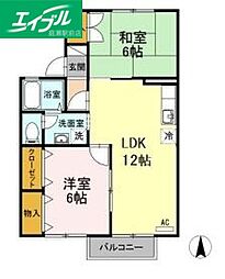 ウエストアベニューB 2LDKの間取図画像